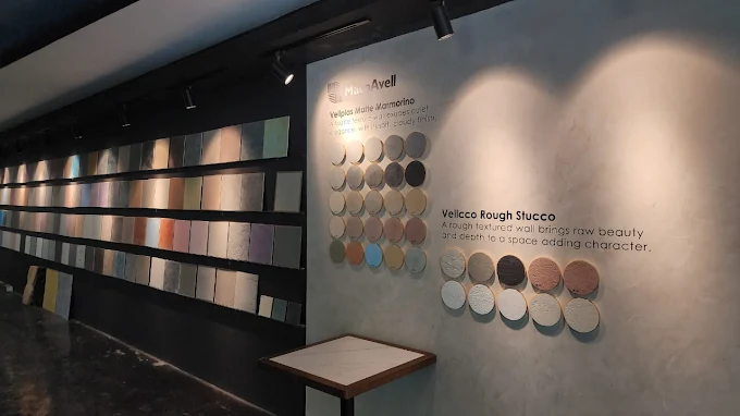 Showroom wall with samples