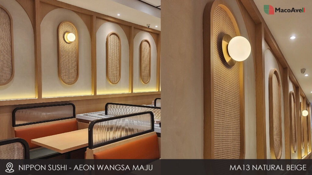 MacoAvell Vellplas MA13 Natural Beige applied at Nippon Shushi Aeon Wangsa Maju.