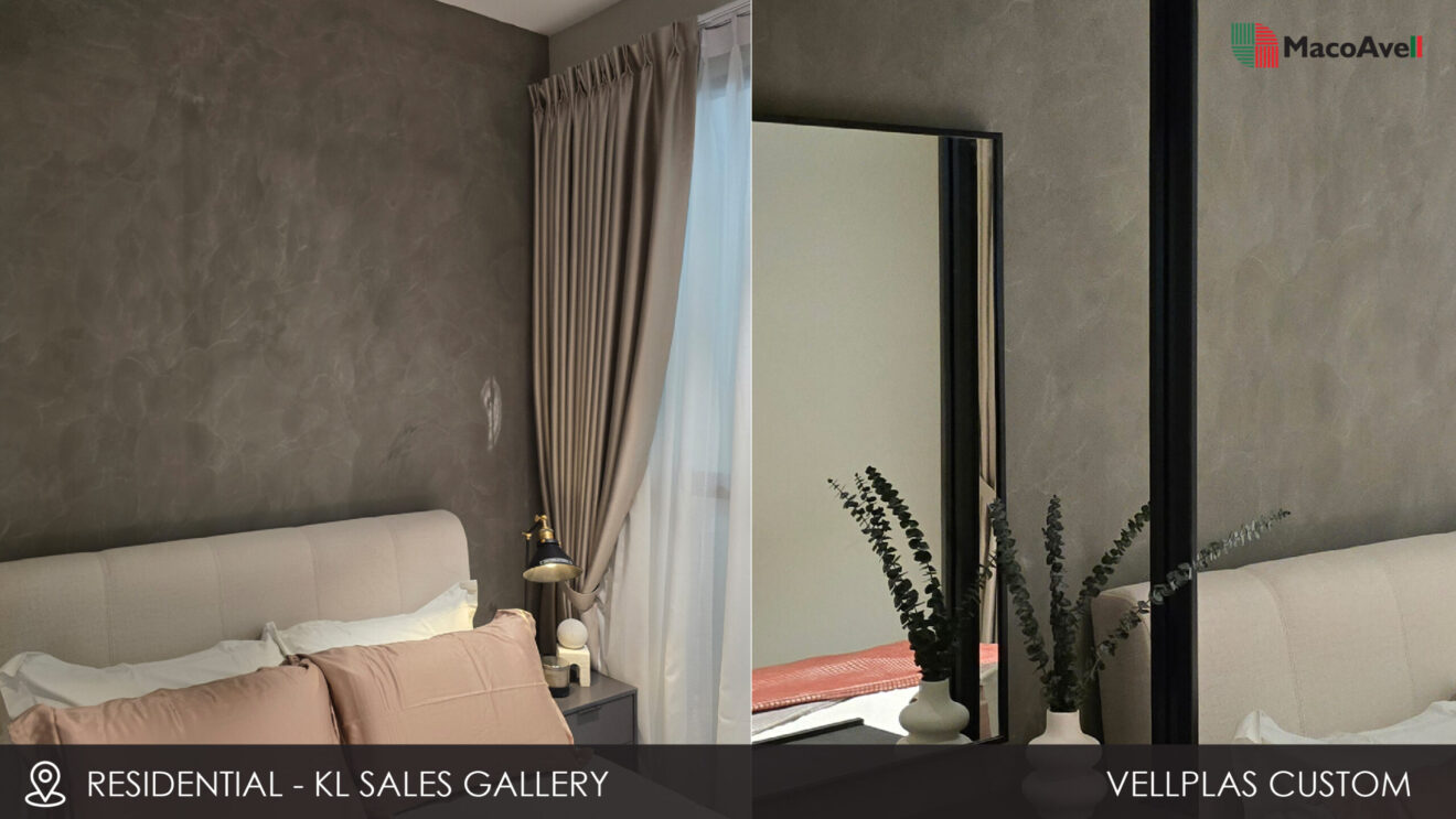 Custom MacoAvell Vellplas feature walls at a Kuala Lumpur sales gallery