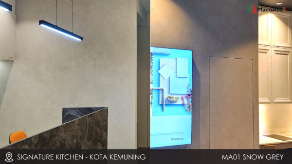 Signature Kitchen Kota Kemuning MacoAvell Vellplas MA01 Snow Grey applied wall.