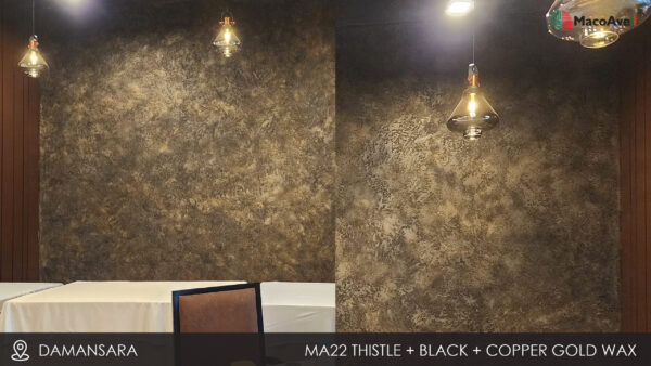MacoAvell Vellcco MA22 thistle top coated with black and copper gold wax applied at dining area