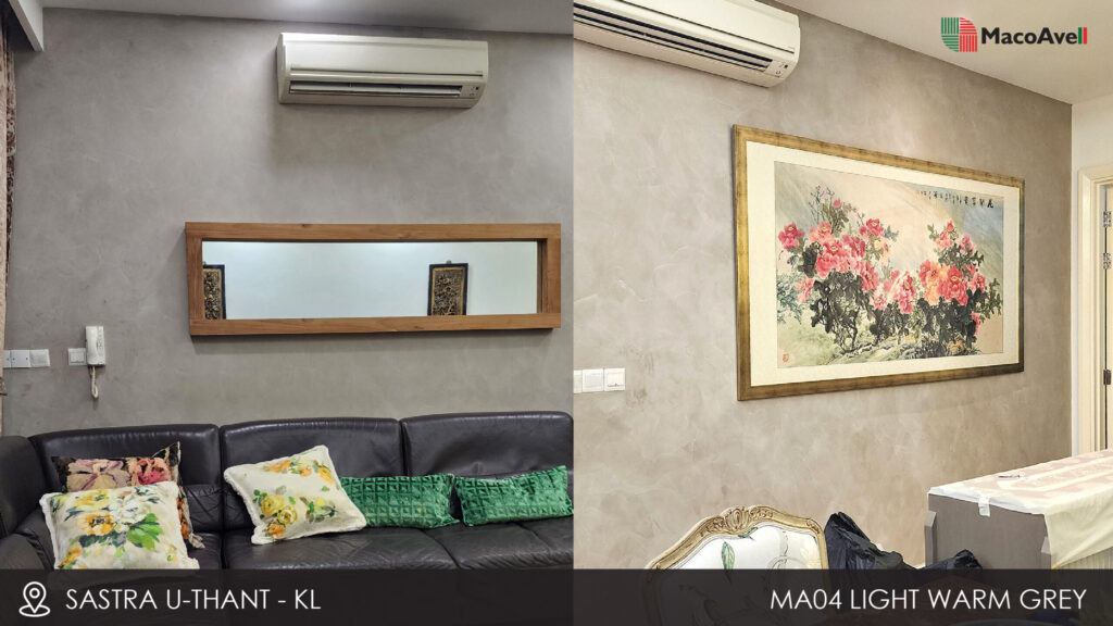 Residential Sastra U-Thant Kuala Lumpur MacoAvell Vellplas MA04 Light Warm grey applied wall at living room