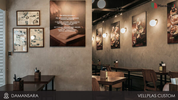 MacoAvell Vellplas Custom Grey applied at AhMa Pan Mee Damansara.