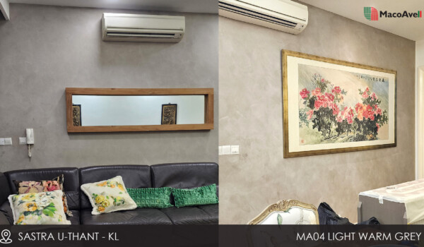 Residential Sastra U-Thant Kuala Lumpur MacoAvell Vellplas MA04 Light Warm grey applied wall at living room Residential Sastra U-Thant Kuala Lumpur MacoAvell Vellplas MA04 Light Warm grey applied wall at living room